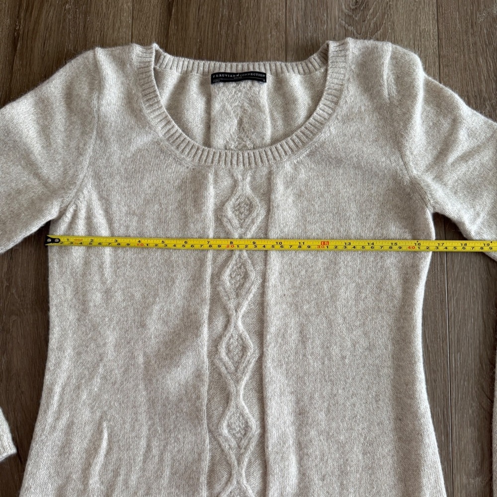Peruvian Connection 100% Royal Alpaca Cable Knit Maxi Sweater Dress Oatmeal M - Picture 7 of 10